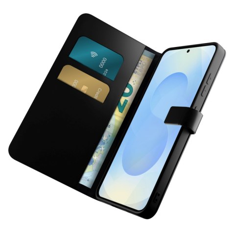 Etui z ekoskóry z klapką i portfelem do Samsung Galaxy S25+ Booklet Case - czarne