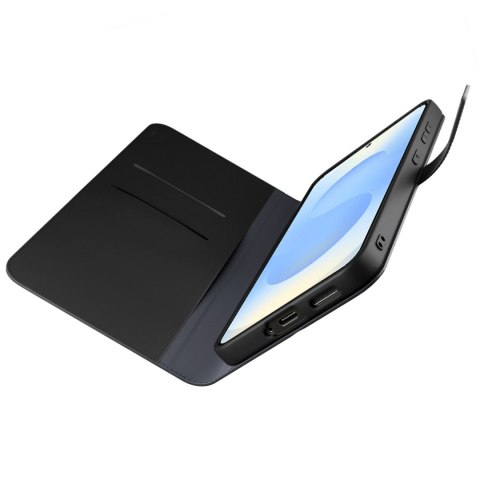Etui z ekoskóry z klapką i portfelem do Samsung Galaxy S25+ Booklet Case - czarne