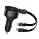 Ładowarka samochodowa 2w1 z dwoma przewodami USB-C 33W - czarna