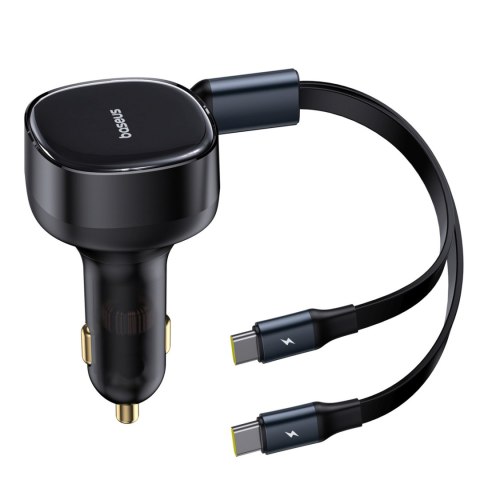 Ładowarka samochodowa 2w1 z dwoma przewodami USB-C 33W - czarna