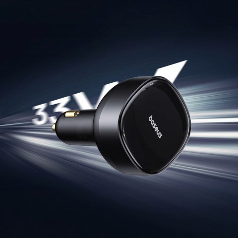 Ładowarka samochodowa 2w1 z dwoma przewodami USB-C 33W - czarna
