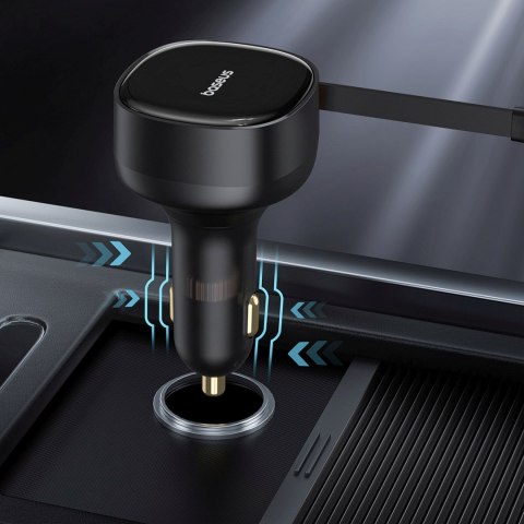 Ładowarka samochodowa 2w1 z dwoma przewodami USB-C 33W - czarna