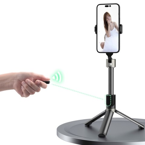 Selfie stick kijek do zdjęć ze statywem pilotem Bluetooth 1.1 m - czarny