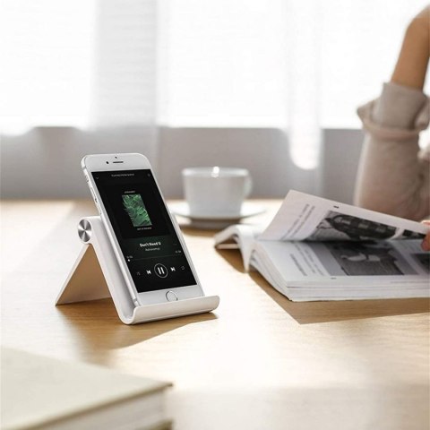 Stojak uchwyt biurkowy uniwersalny na smartfon tablet do 8'' - biały