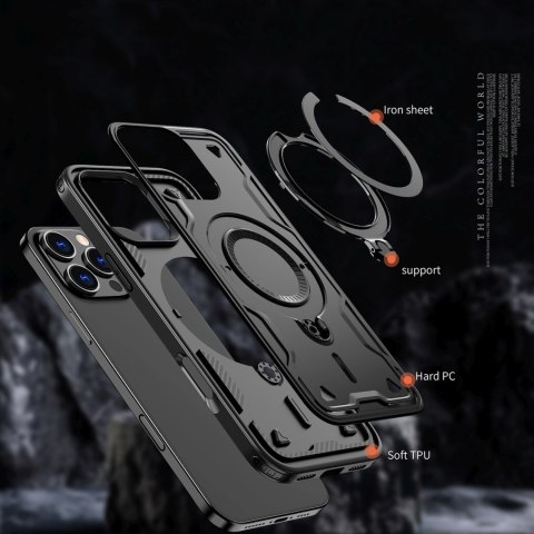 Etui pokrowiec na iPhone 16 Pro Hybrid Armor Trendy MagSafe - czarny