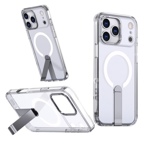 Etui pokrowiec z podstawką na iPhone 17 Pro Max Hybrid Armor X MagSafe - przezroczysty