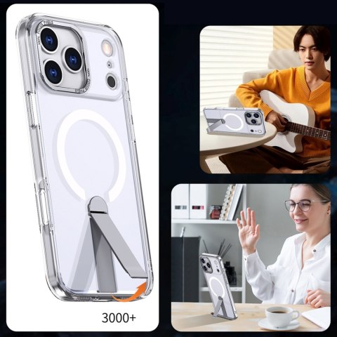 Etui pokrowiec z podstawką na iPhone 17 Pro Max Hybrid Armor X MagSafe - przezroczysty