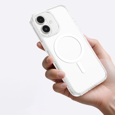 Etui silikonowe z pierścieniem magnetycznym do iPhone 16 - przezroczyste