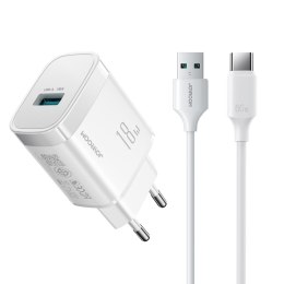 Ładowarka sieciowa USB-A 18W z kablem USB-A - USB-C 1m - biała