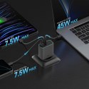 Ładowarka sieciowa USB-C USB-A GaN 65W - szara