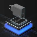 Ładowarka sieciowa USB-C USB-A GaN 65W - szara