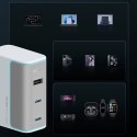 Ładowarka sieciowa USB-C USB-A z kablem GaN 100W - biała