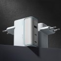 Ładowarka sieciowa USB-C USB-A z kablem GaN 100W - biała