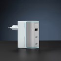 Ładowarka sieciowa USB-C USB-A z kablem GaN 100W - biała