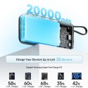 Powerbank 20000mAh USB-A USB-C z wbudowanym kablem USB-C 55W - biały