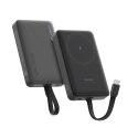 Powerbank magnetyczny 10000mAh USB-C z wbudowanym kablem USB-C MagSafe - czarny