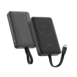 Powerbank magnetyczny 10000mAh USB-C z wbudowanym kablem USB-C MagSafe - czarny