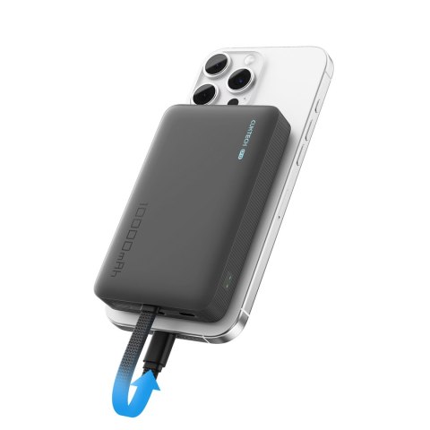 Powerbank magnetyczny 10000mAh USB-C z wbudowanym kablem USB-C MagSafe - czarny