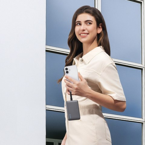 Powerbank magnetyczny 10000mAh USB-C z wbudowanym kablem USB-C MagSafe - czarny