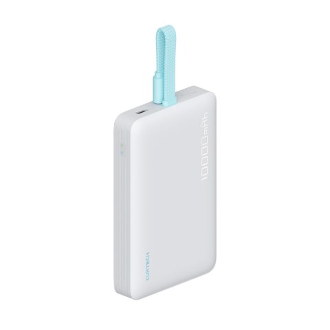 Powerbank magnetyczny 10000mAh USB-C z wbudowanym kablem USB-C - biały