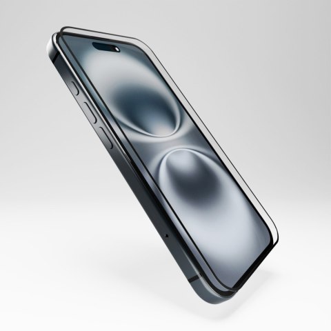 Szkło hybrydowe z czarną ramką do iPhone 16 / iPhone 15 / iPhone 15 Pro Flexible Glass D3O