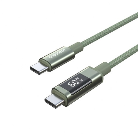 Kabel przewód USB-C z wyświetlaczem PD 60 W 1.2 m - zielony