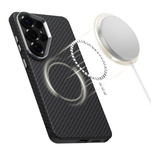 Etui pokrowiec na Samsung Galaxy S26 Ultra Icon Carbon MagSafe - czarno srebrny