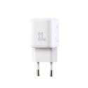 Ładowarka sieciowa USB-A USB-C 33W z kablem 60W USB-C do USB-C 1m - biała