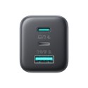Ładowarka sieciowa USB-C iPhone Lightning USB-A GaN 45W - czarna