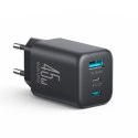 Ładowarka sieciowa USB-C iPhone Lightning USB-A GaN 45W - czarna