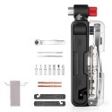 Zestaw narzędzi rowerowych multitool z pompką na naboje CO2 i kluczem grzechotkowym