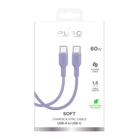Kabel przewód elastyczny USB-C 60W 1.5m ICON - fioletowy