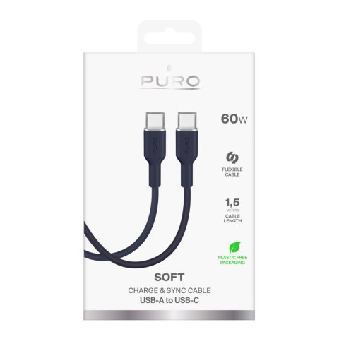 Kabel przewód elastyczny USB-C 60W 1.5m ICON - granatowy