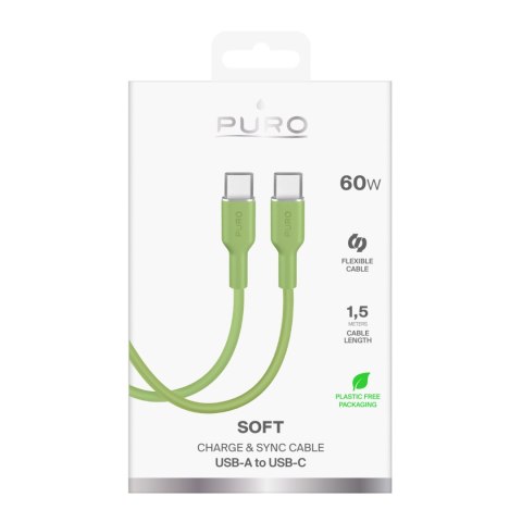 Kabel przewód elastyczny USB-C 60W 1.5m ICON - zielony