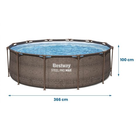 Basen ogrodowy stelażowy 366 x 100 cm zestaw 10w1 Bestway 56709