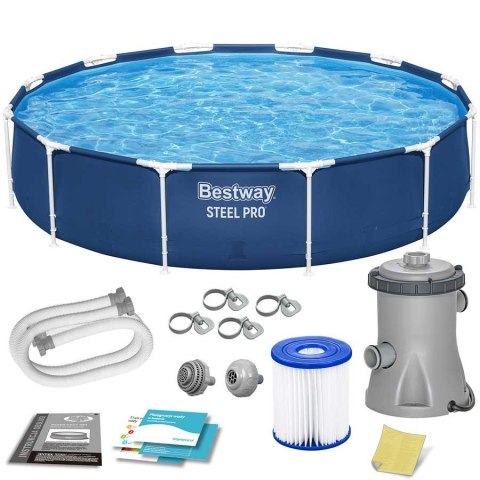Basen ogrodowy stelażowy 366 x 76 cm zestaw 7w1 Bestway 56681