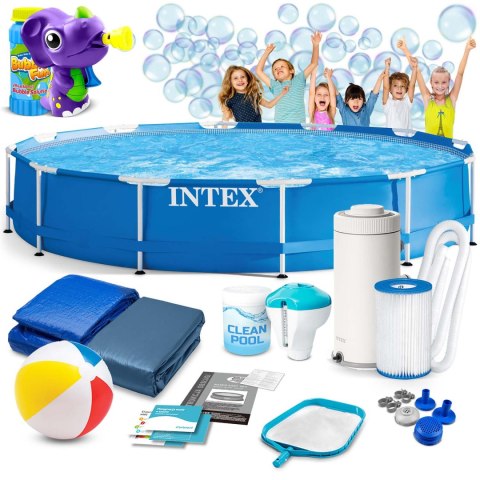 Basen ogrodowy stelażowy 366 x 76 cm 16w1 INTEX 28212 + maszynka do baniek GRATIS