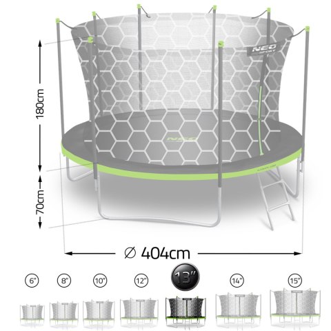 Trampolina ogrodowa 13ft/404cm z siatką wewnętrzną i drabinką Neo-Sport