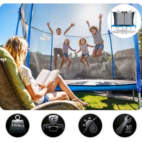 Trampolina ogrodowa 8ft/252cm siatka wewnętrzna i drabinką