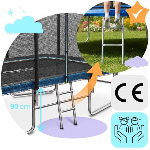 Trampolina ogrodowa prostokątna 12x8ft/366x244cm z siatką zewnętrzną i drabinką Neo-Sport