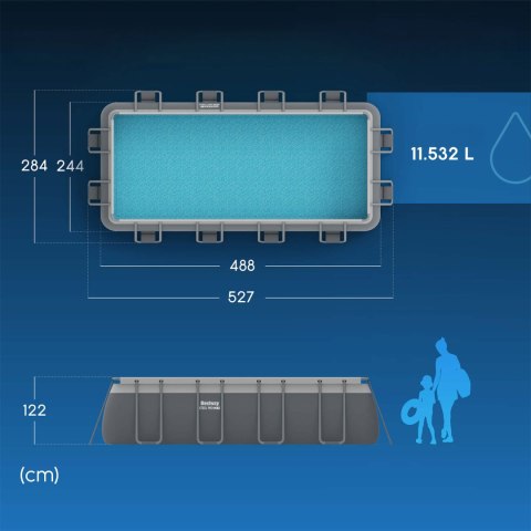 Basen stelażowy ogrodowy 488 x 244 x 122 cm 12w1 Bestway 56670