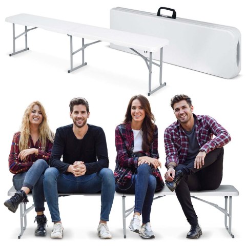 Ławka cateringowa ogrodowa składana 180 cm Plonos biała