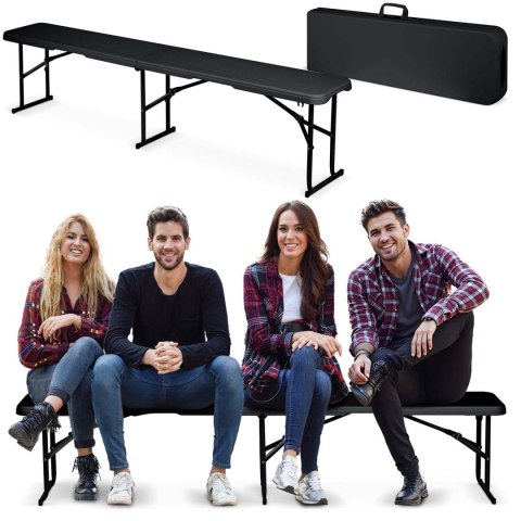 Ławka ogrodowa cateringowa składana 180 cm Plonos czarna