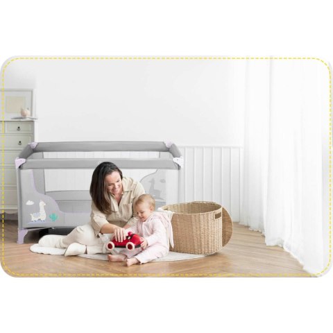Łóżeczko turystyczne + materac + torba 125 x 65 x 78 cm RK-240 szaro-lawendowe