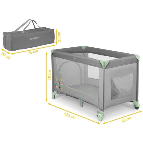 Łóżeczko turystyczne + materac + torba 125 x 65 x 78 cm RK-240 szaro-miętowe
