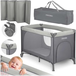 Łóżeczko turystyczne + materac + torba125 x 65 x 78 cm RK-240 jasno szare