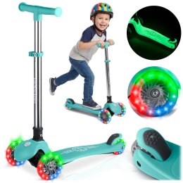 Hulajnoga trójkołowa dla dzieci balansowa świecąca w ciemności Ricokids Glow - turkusowa