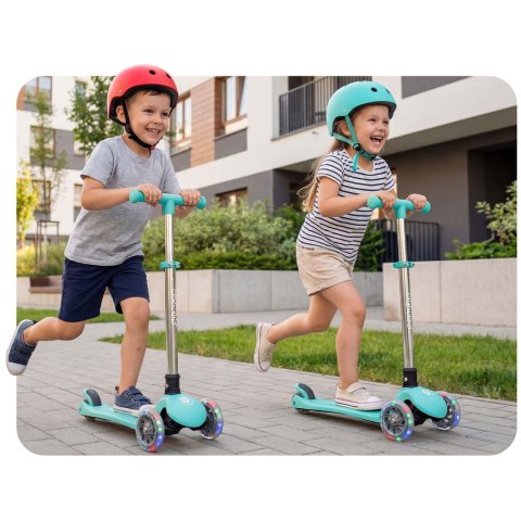 Hulajnoga trójkołowa dla dzieci balansowa świecąca w ciemności Ricokids Glow - turkusowa