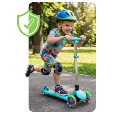 Hulajnoga trójkołowa dla dzieci balansowa świecąca w ciemności Ricokids Glow - turkusowa
