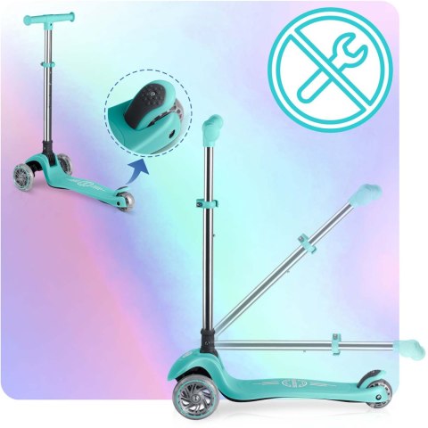 Hulajnoga trójkołowa dla dzieci balansowa świecąca w ciemności Ricokids Glow - turkusowa